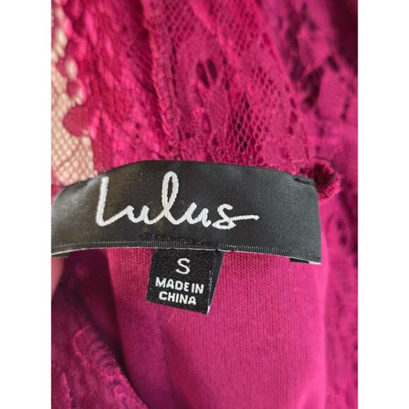 Lulus Maroon Lace Holiday Body Con Dress Size S - Picture 12 of 14